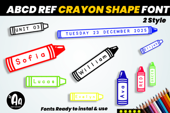 Abcd Ref Crayon Shape Font
